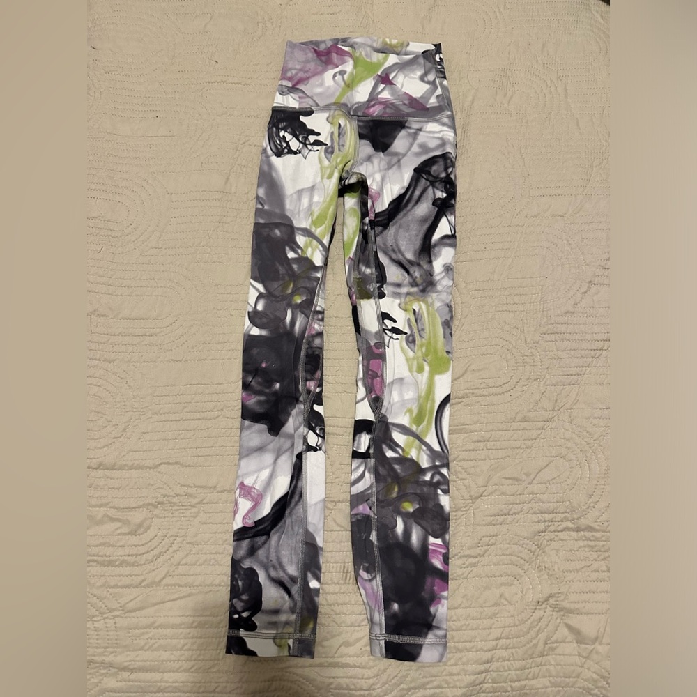 White Multi Color Lululemon Leggings Size 2